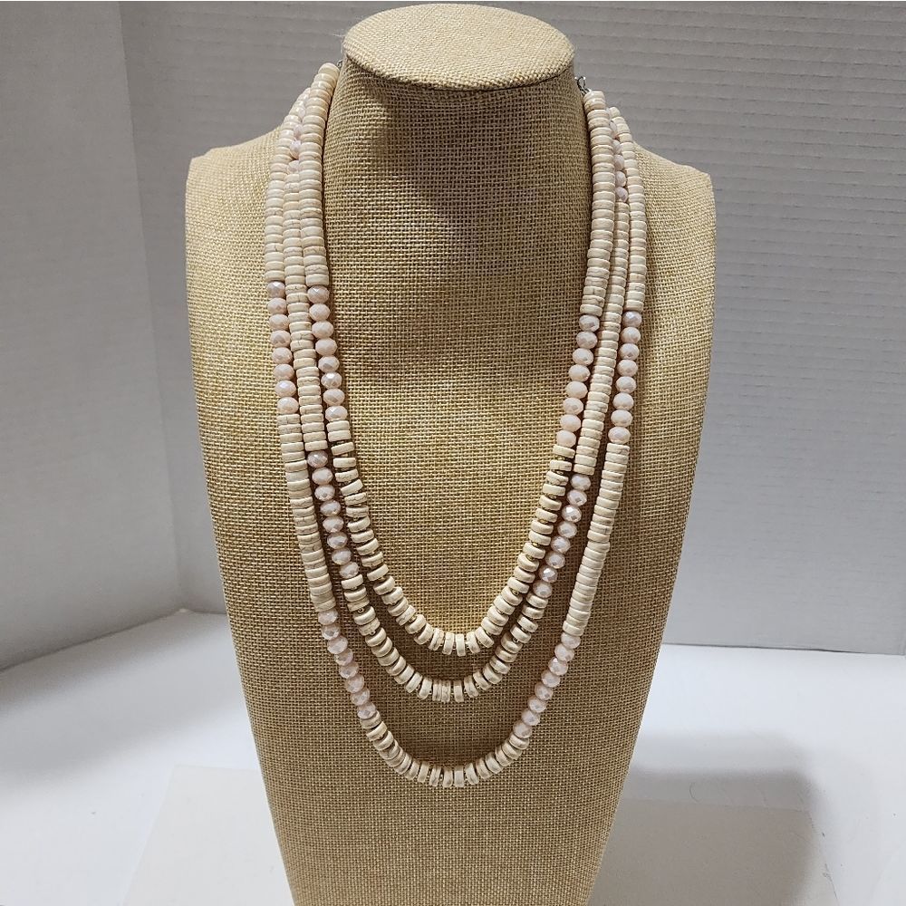 Natasha Iridescent Beaded Multi Strand Long Necklace New 50$